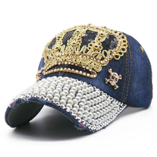 Luxury Crown Denim Cap