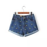 Banana Print Denim Shorts