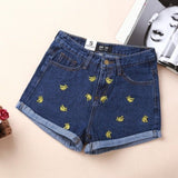 Banana Print Denim Shorts
