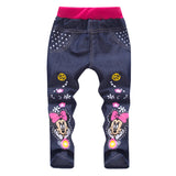 Elastic Waist Cartoon Print Denim Jeans