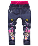 Elastic Waist Cartoon Print Denim Jeans
