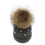 Pearl Knitted Pom Pom Beanie