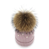 Pearl Knitted Pom Pom Beanie