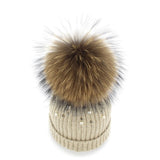 Pearl Knitted Pom Pom Beanie