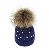 Pearl Knitted Pom Pom Beanie