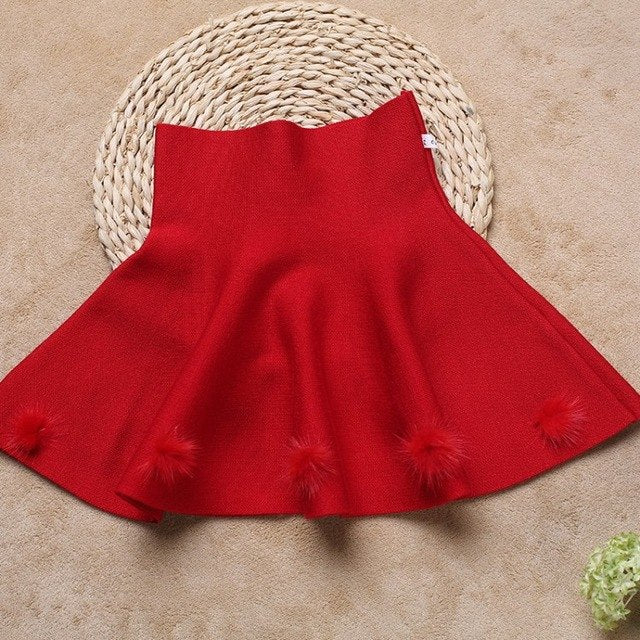 Feather Ball Side Zipper Skirt