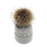 Pearl Knitted Pom Pom Beanie