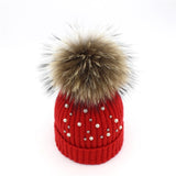 Pearl Knitted Pom Pom Beanie