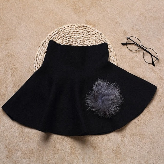 Feather Ball High Waist Skirt