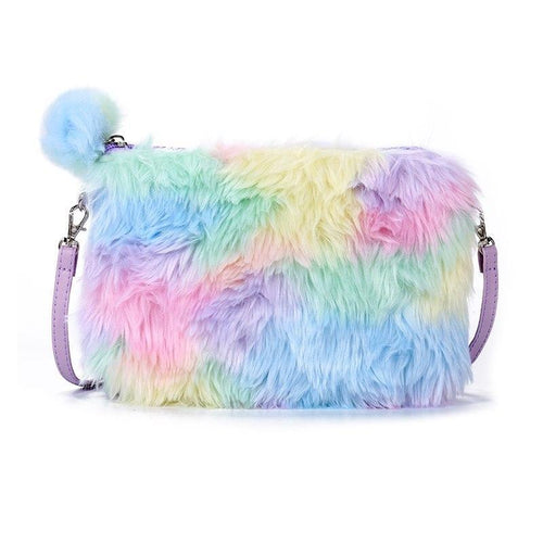 Rainbow Plush Clutch Handbag