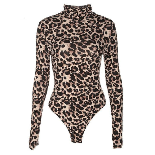 Leopard Print Turtleneck Romper