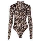 Leopard Print Turtleneck Romper