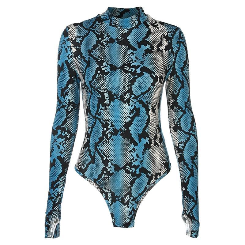 Snake Print Turtleneck Romper