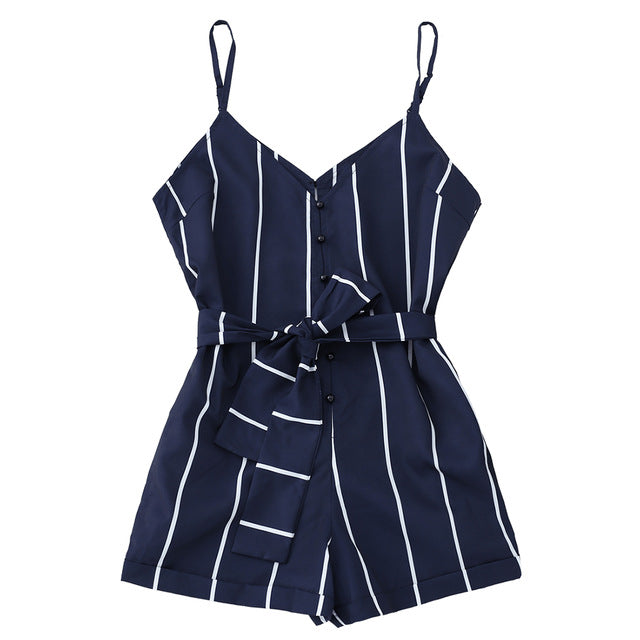 Casual Striped Beach Playsuit