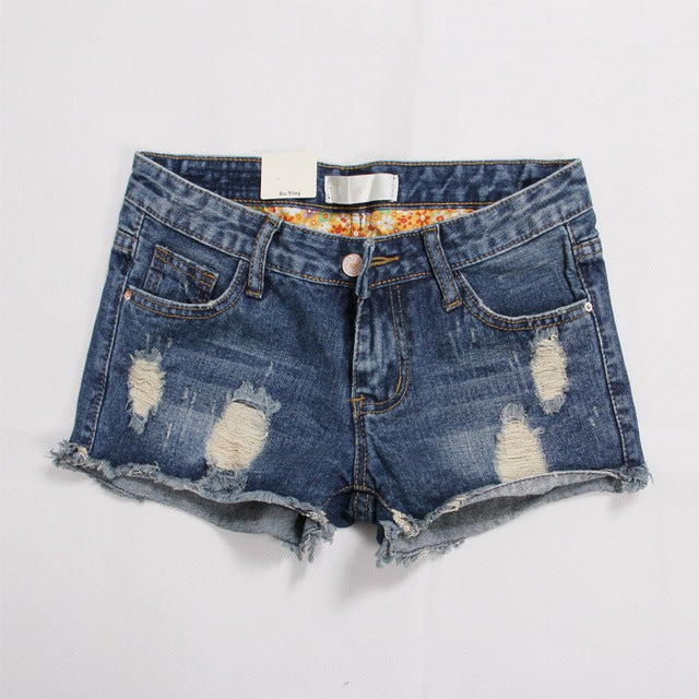 Ripped Slim Fitted Denim Shorts