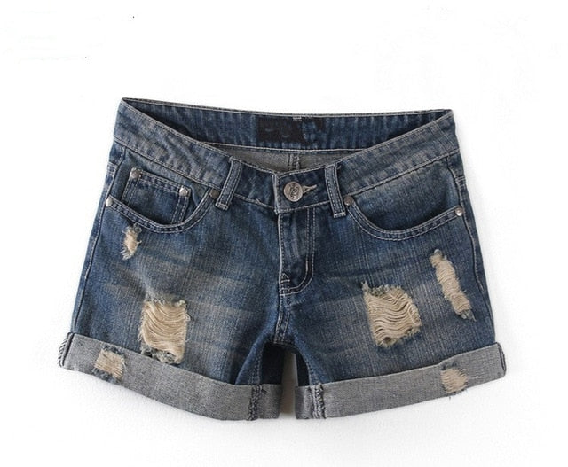 Ripped Slim Fitted Denim Shorts