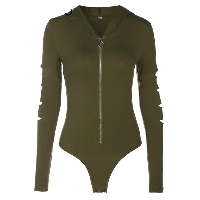 Long Sleeve Zipper Romper