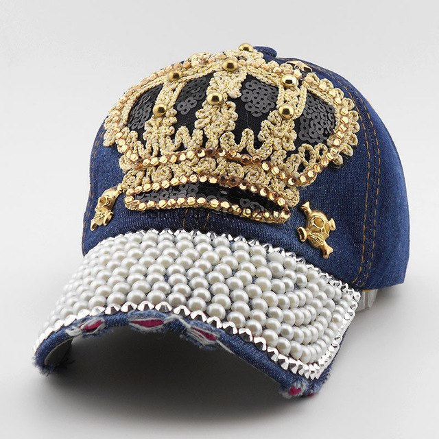 Luxury Crown Denim Cap