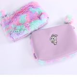 Rainbow Plush Clutch Handbag