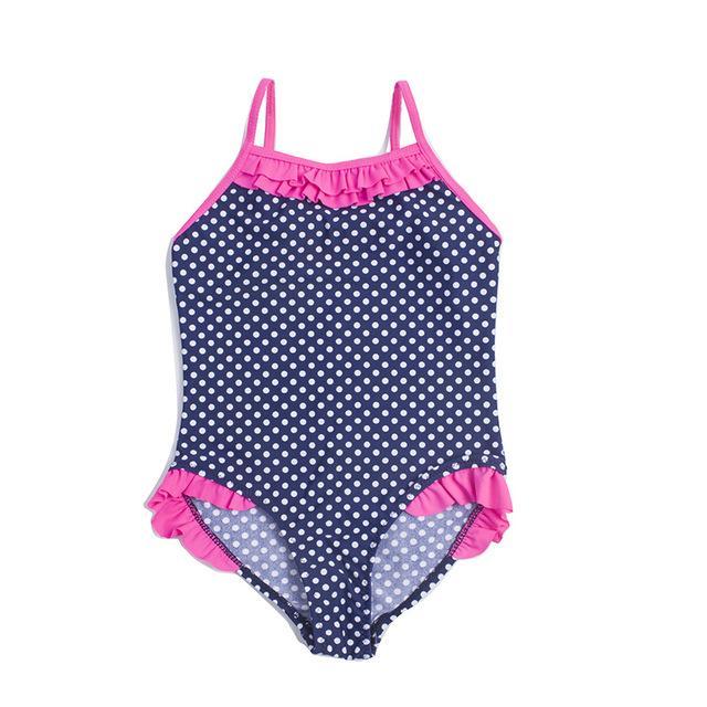 Floral Trim Polka Dot Swimsuit