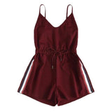 Burgundy High Waist Drawstring Playsuit