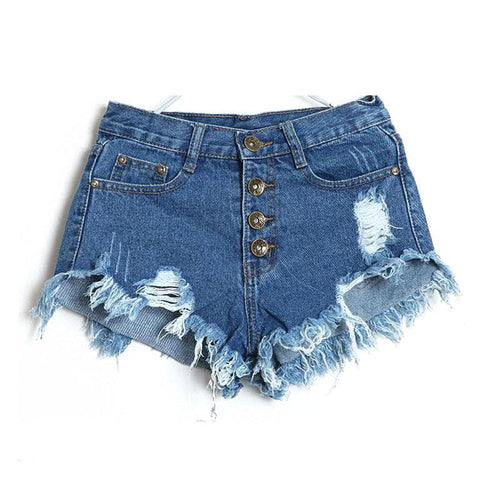 High Waist Ripped Denim Shorts