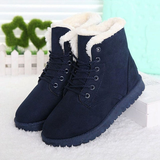 Fleeced Lace Up Winter Boots