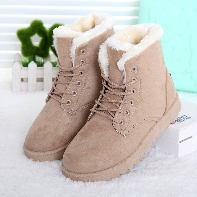 Fleeced Lace Up Winter Boots