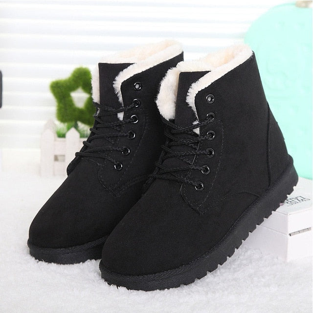 Fleeced Lace Up Winter Boots