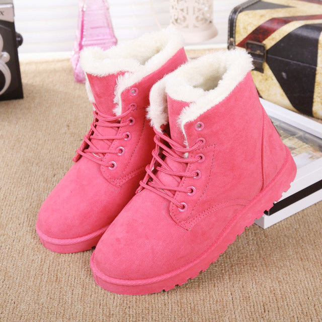 Fleeced Lace Up Winter Boots