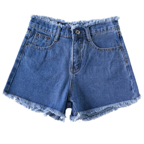 Ruffle Trim Casual Denim Shorts