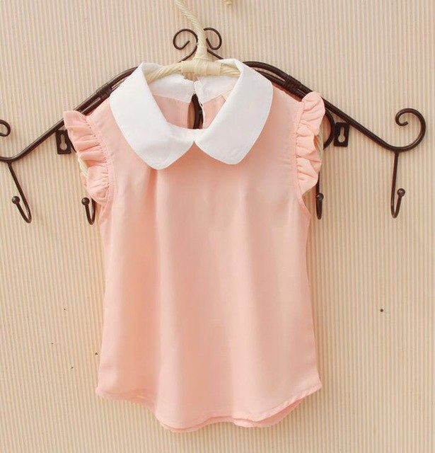 Chiffon Design Pan Collar Blouse