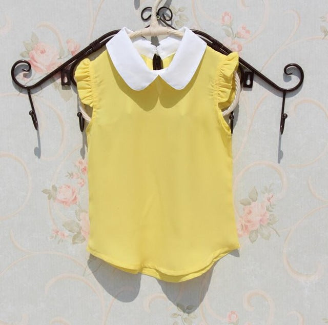 Chiffon Design Pan Collar Blouse