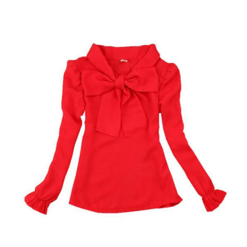 Autumn Long Sleeve Bow Knot Blouse