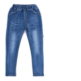 Stone Washed Elastic Waist Denim Jeans