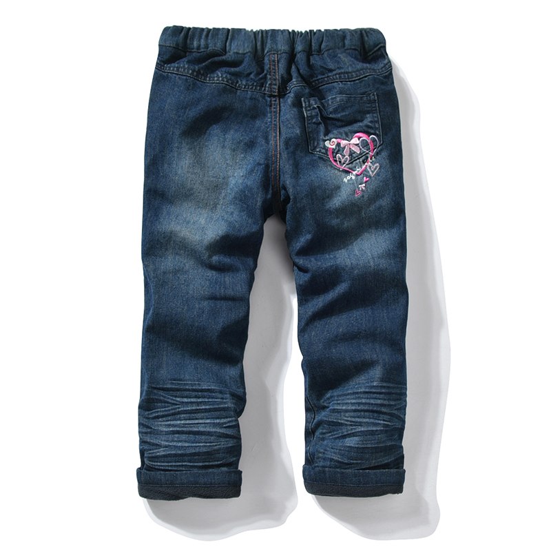 Elastic Waist Embroidered Design Jeans