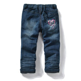Elastic Waist Embroidered Design Jeans