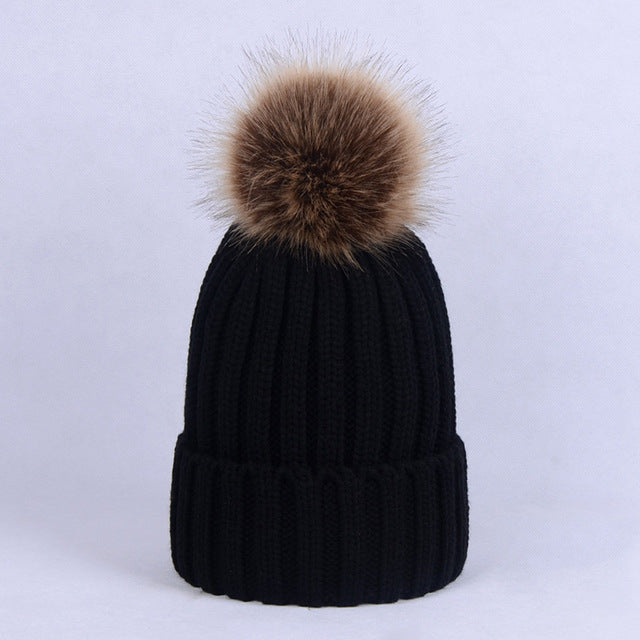 Knitted Pom Pom Winter Beanie