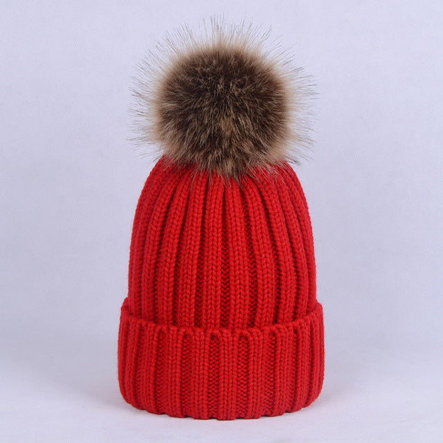 Knitted Pom Pom Winter Beanie