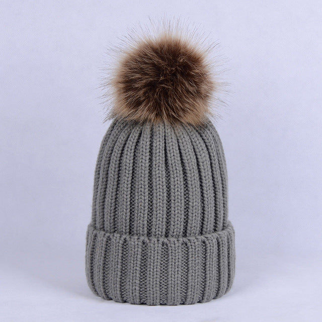 Knitted Pom Pom Winter Beanie