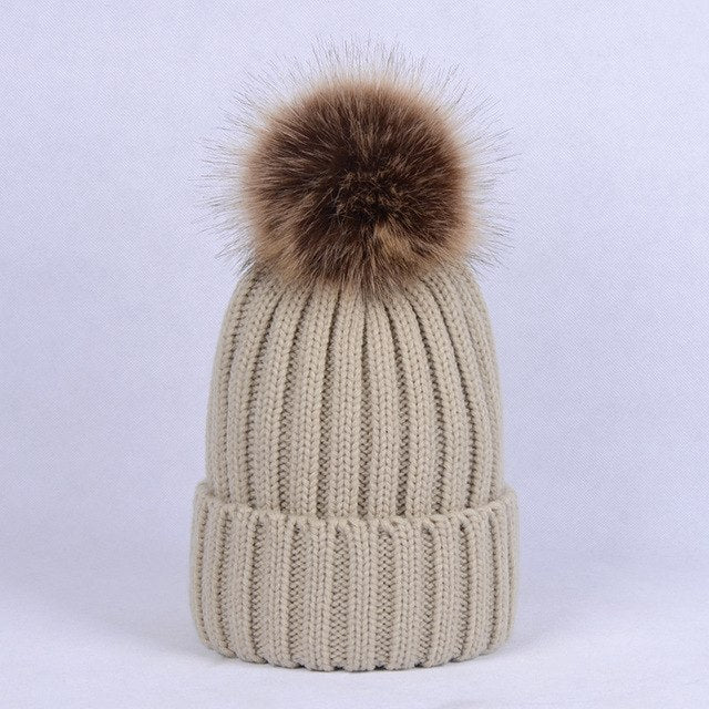 Knitted Pom Pom Winter Beanie