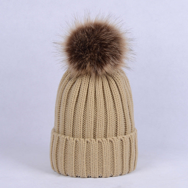 Knitted Pom Pom Winter Beanie