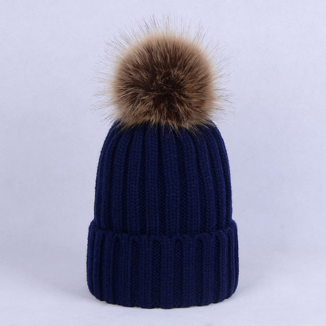 Knitted Pom Pom Winter Beanie