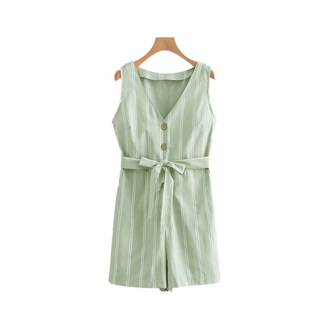V-Neck Bow Knot Candy Playsuit